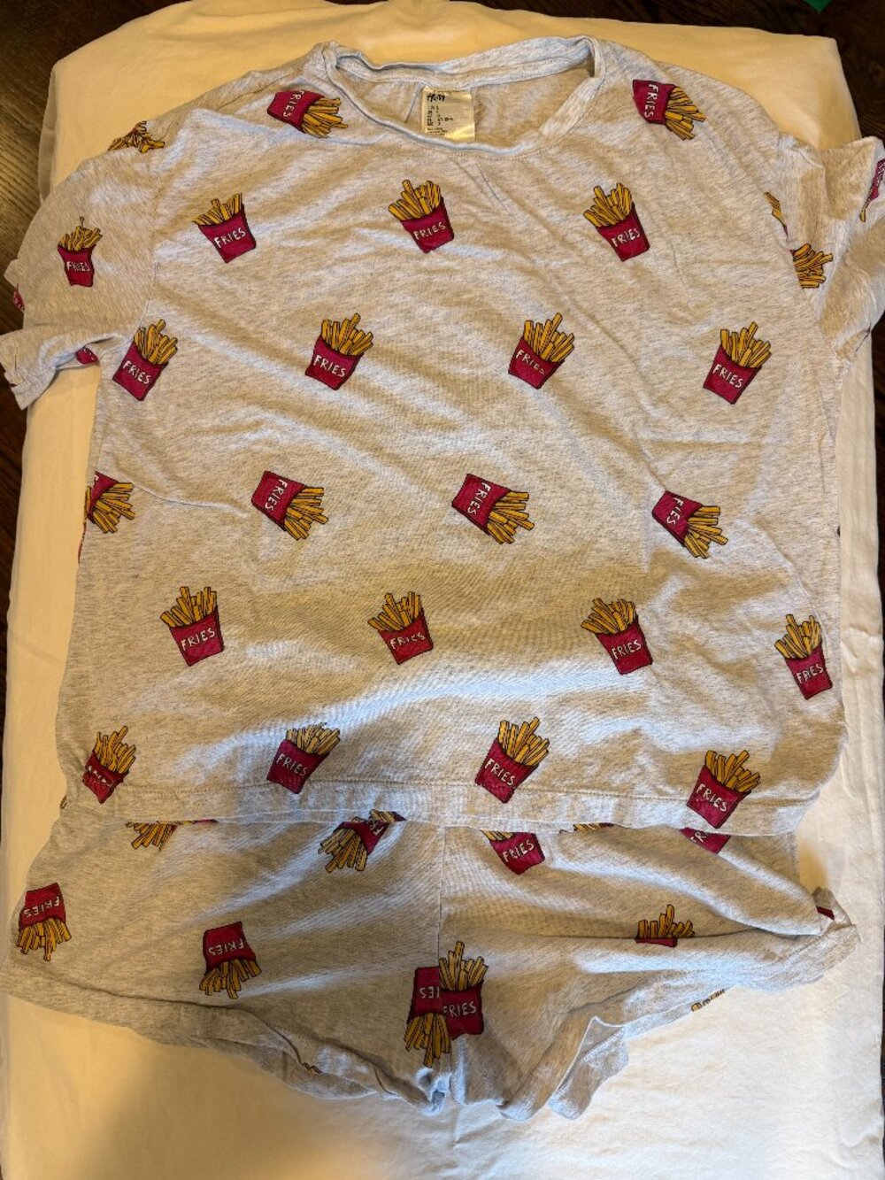 H&M French Fry Pajama Set L 100% Cotton Matching Sleep Set
